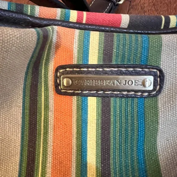 Carribean Joe Island Supply Canvas Striped purse shoulder bag - Picture 6 of 6